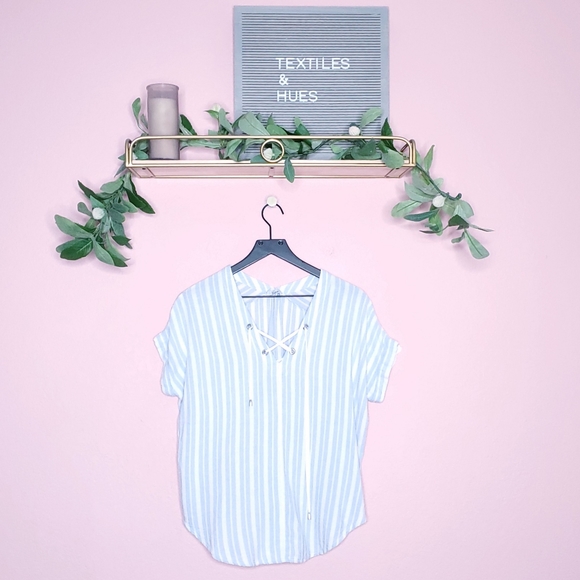 Rails Jeri Holland Striped Lace Up Pullover Short Sleeve Top - Picture 5 of 16